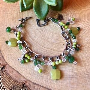 ❌SOLD❌ Sterling Silver, Jade, Crystal & Green Mother-of-Pearl Bead Bracelet